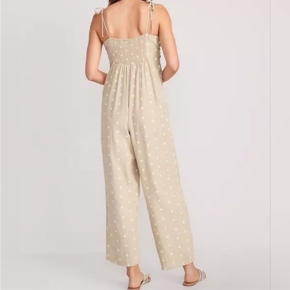 Polka Dot Linen Jumpsuit - Picture 3 of 4